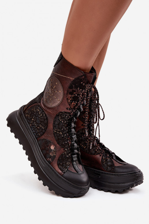 Aulinukai su platforma pašiltinti  06565-02 rudos-aukso spalvos