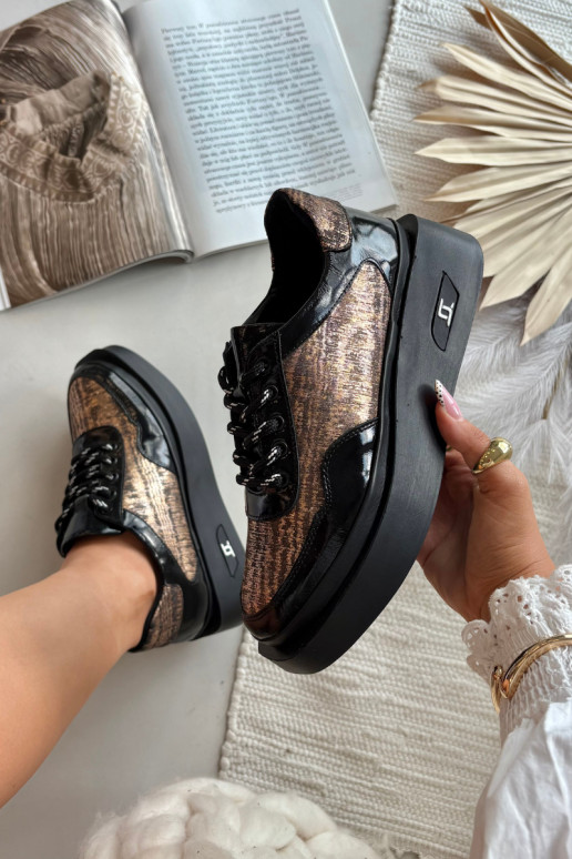 Odiniai moteriški suvarstomi batai su platforma Artiker 57C2044, juodos spalvos