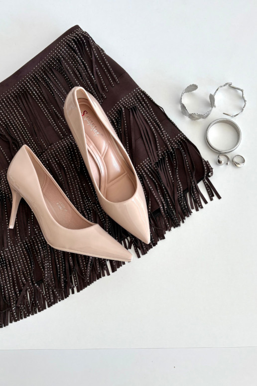 Lakuotos eko odos aukštakulniai bateliai moterims su smailiais galais smėlio spalvos Jadira