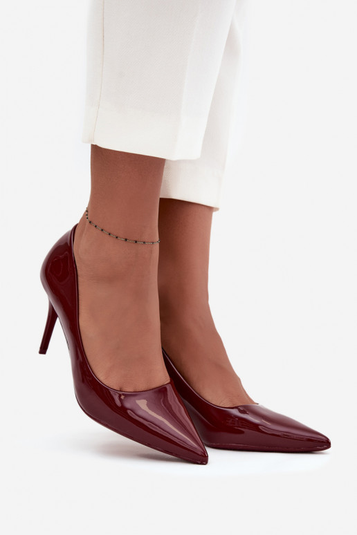 Moteriški lakiniai aukštakulniai bateliai „Jadira" smailiais galais, bordo spalvos