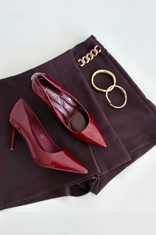 Moteriški lakiniai aukštakulniai bateliai „Jadira" smailiais galais, bordo spalvos