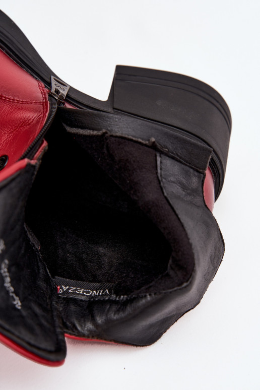 Moteriški natūralios odos aulinukai su kločkėmis, pašiltinti, Vinceza 39950 raudonos spalvos