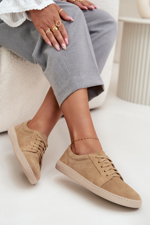 Laisvalaikio natūralaus zomšo batai "Barefoot" tipo Zazoo 314 smėlio spalvos