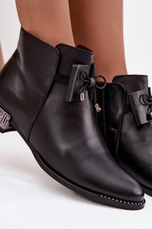 Moteriški aulinukai Z Naturalnej Skóry žemu kulniuku Zazoo 1396 Juodos spalvos