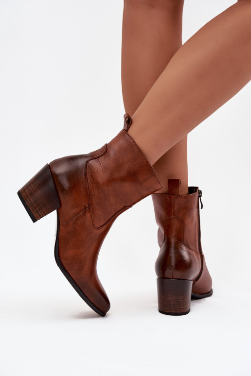 Aulinukai kaubojiško stiliaus  su kulniukais pašiltinti Zazoo 60565 rudos spalvos