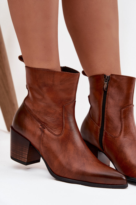 Aulinukai kaubojiško stiliaus  su kulniukais pašiltinti Zazoo 60565 rudos spalvos