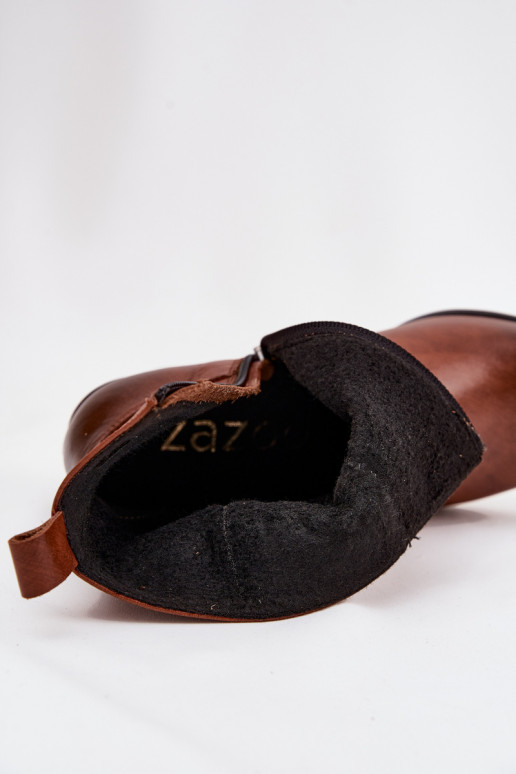 Aulinukai kaubojiško stiliaus  su kulniukais pašiltinti Zazoo 60565 rudos spalvos