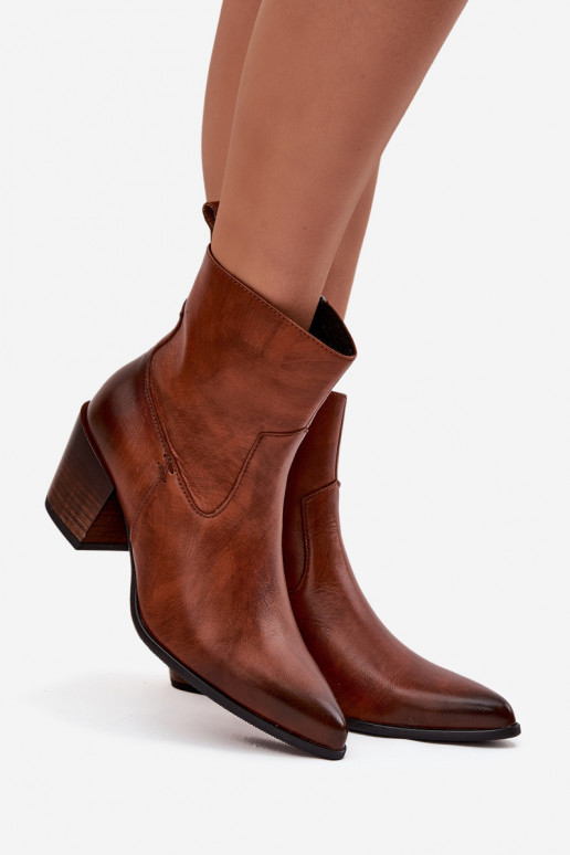 Aulinukai kaubojiško stiliaus  su kulniukais pašiltinti Zazoo 60565 rudos spalvos