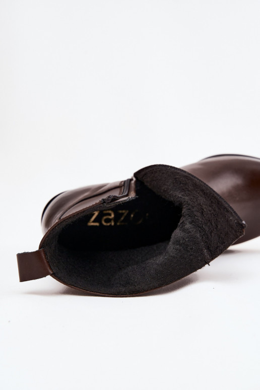 Aulinukai kaubojiško stiliaus  su kulniukais pašiltinti Zazoo 60565 Czekoladowe