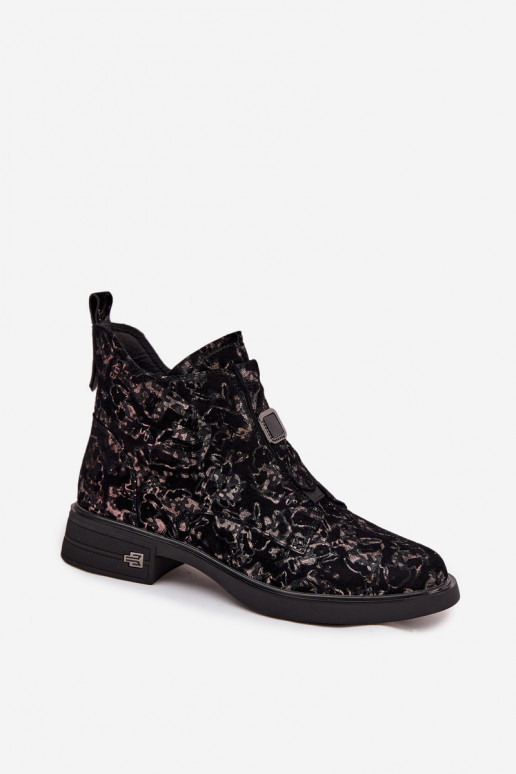 Aulinukai Z Naturalnego Zamszu žemu kulniuku D&A CR52-713 juodos ir rudos spalvos