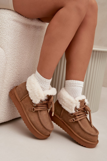 sniego batai  Z Naturalnego Zamszu D.Franklin DFSH375006 Camel