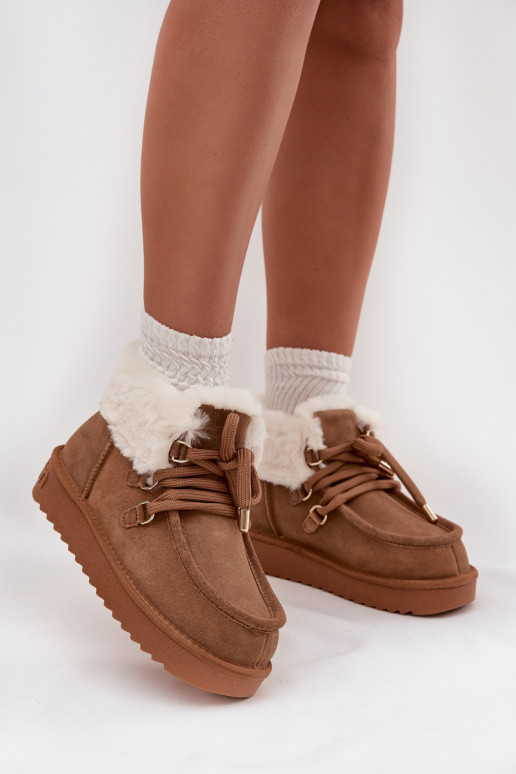 sniego batai  Z Naturalnego Zamszu D.Franklin DFSH375006 Camel