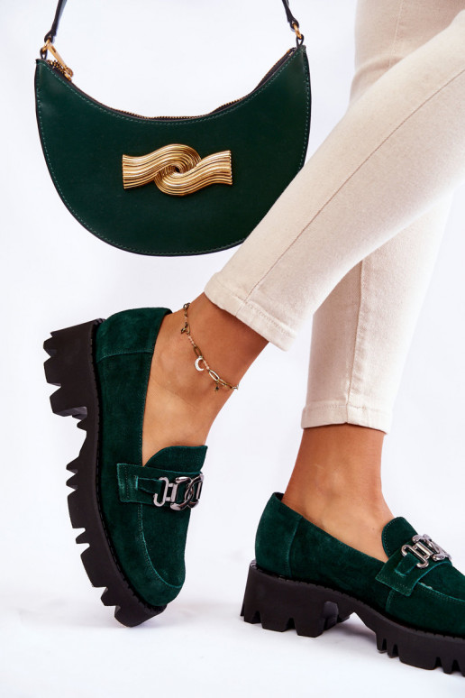 iš zomšos batai su ornamentais Laura Messi 2489 žalios spalvos