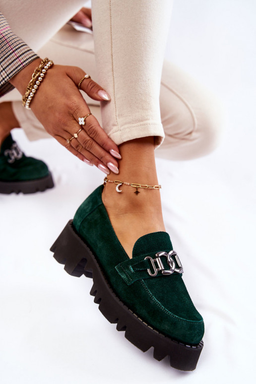 iš zomšos batai su ornamentais Laura Messi 2489 žalios spalvos