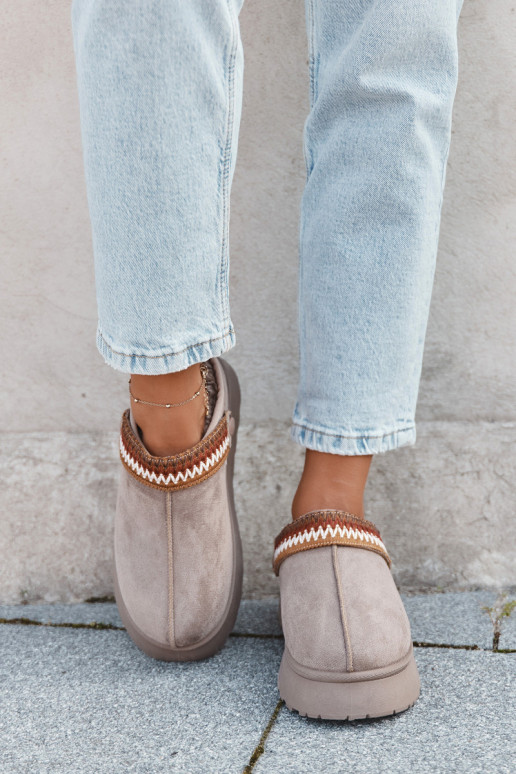 Sniego batai moteriški žemi su judančiais dirželiais ir siuvinėjimu, su platforma smėlio spalvos Lyrisse