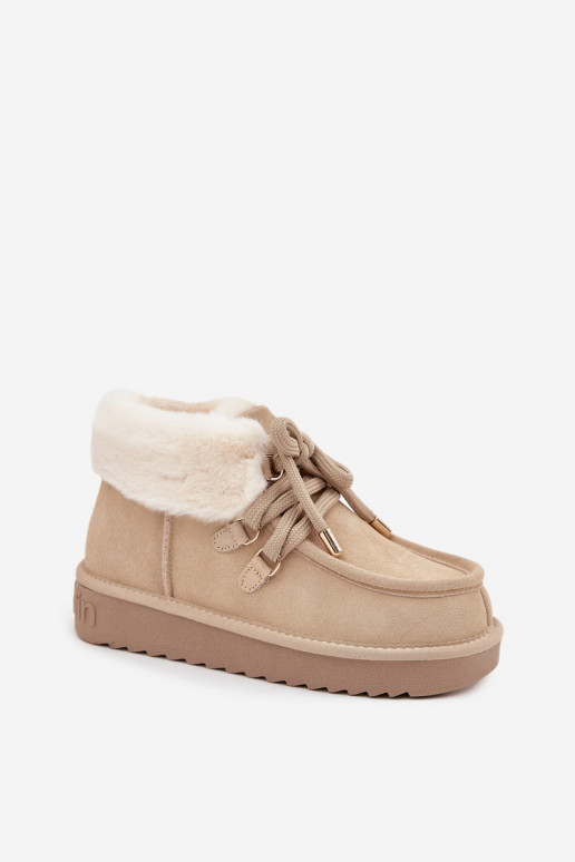 sniego batai  Z Naturalnego Zamszu D.Franklin DFSH375006 dramblio kaulo spalvos