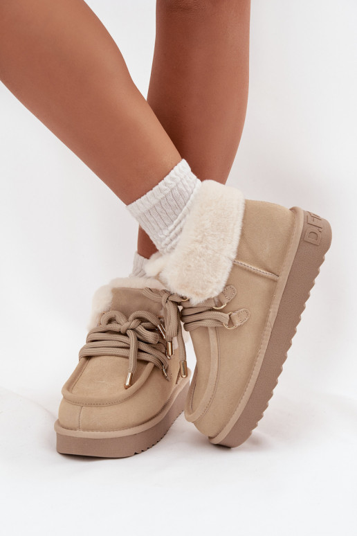 sniego batai  Z Naturalnego Zamszu D.Franklin DFSH375006 dramblio kaulo spalvos