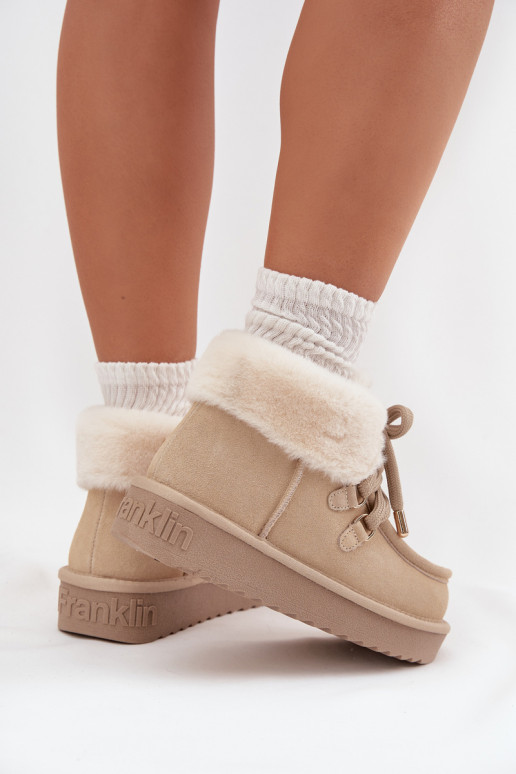 sniego batai  Z Naturalnego Zamszu D.Franklin DFSH375006 dramblio kaulo spalvos