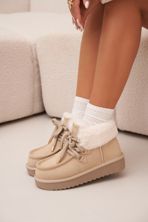 sniego batai  Z Naturalnego Zamszu D.Franklin DFSH375006 dramblio kaulo spalvos