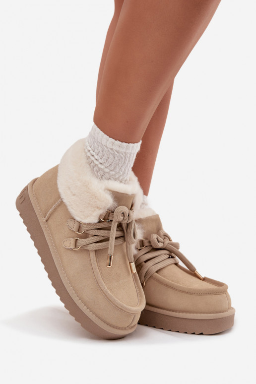 sniego batai  Z Naturalnego Zamszu D.Franklin DFSH375006 dramblio kaulo spalvos