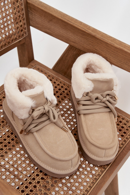 sniego batai  Z Naturalnego Zamszu D.Franklin DFSH375006 dramblio kaulo spalvos