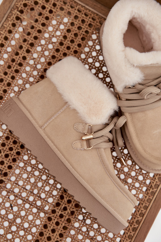 sniego batai  Z Naturalnego Zamszu D.Franklin DFSH375006 dramblio kaulo spalvos