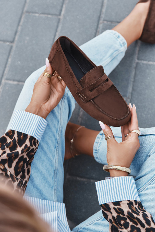 Moteriški plokščiapadžiai mokasinai tamsiai rudos spalvos "Soreline"