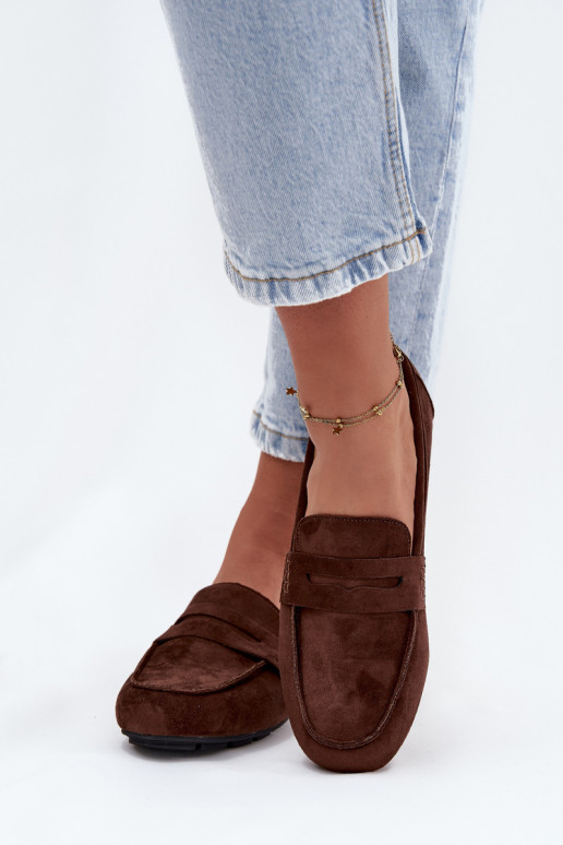 Moteriški plokščiapadžiai mokasinai tamsiai rudos spalvos "Soreline"