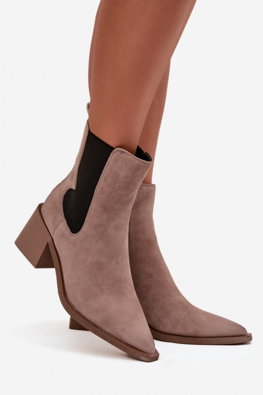 Odiniai zomšiniai aulinukai su pašiltinimu viduje Artiker 57C0045 smėlio spalvos