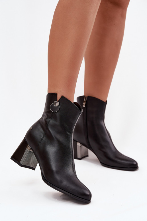 pašiltinti Aulinukai Z Naturalnej Skóry su kulniukais  K7203-04 Juodos spalvos