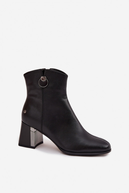 pašiltinti Aulinukai Z Naturalnej Skóry su kulniukais  K7203-04 Juodos spalvos