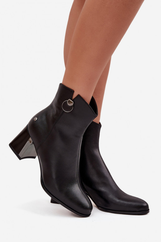 pašiltinti Aulinukai Z Naturalnej Skóry su kulniukais  K7203-04 Juodos spalvos