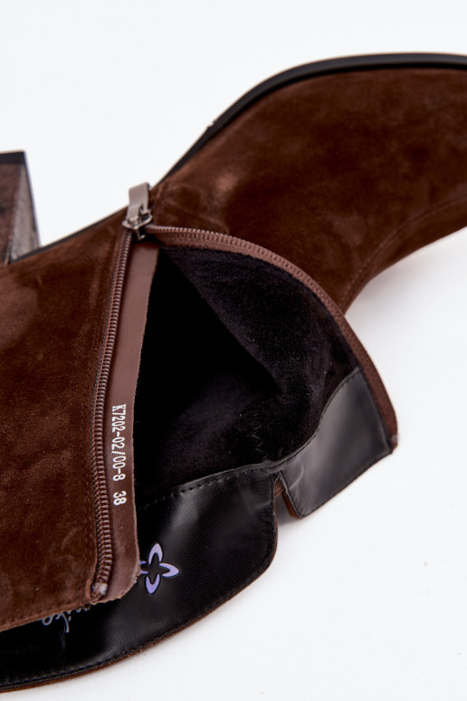   iš zomšos Moteriški aulinukai  K7202-02 Czekoladowe