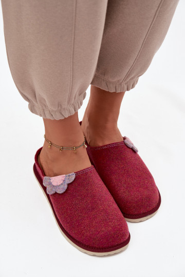 Šlepetės  su gėlėmis Inblu CS000043 bordo spalvos