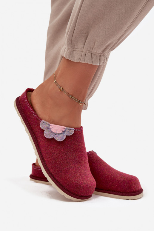 Šlepetės  su gėlėmis Inblu CS000043 bordo spalvos