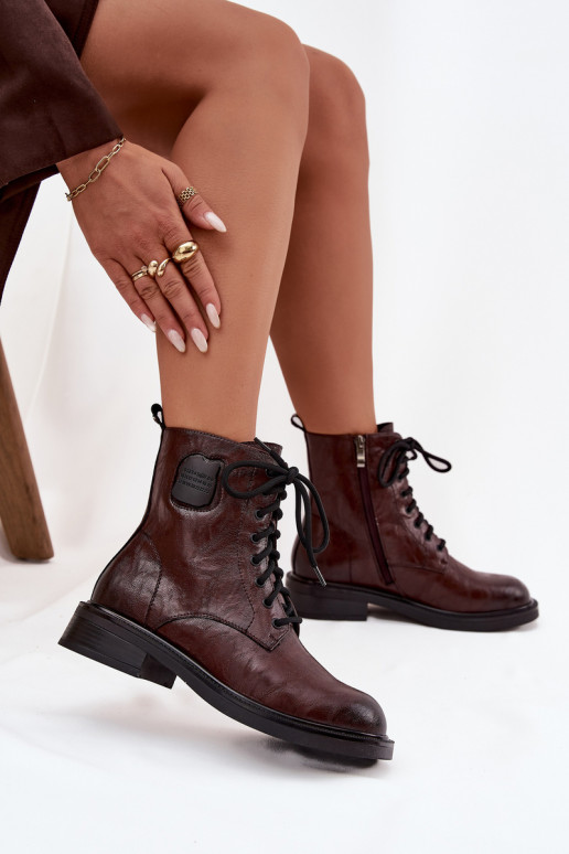 Aulinukai auliniai batai   Detalem  K7180-01 rudos spalvos