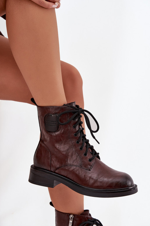 Aulinukai auliniai batai   Detalem  K7180-01 rudos spalvos