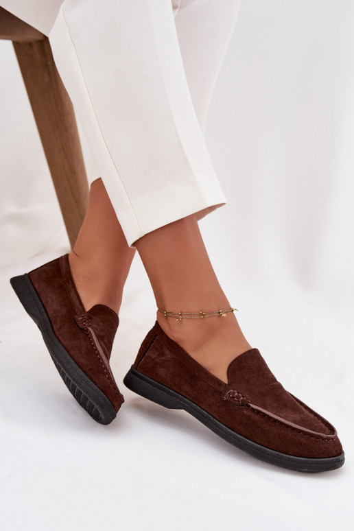 moteriški mokasinai Z iš eko zomšosu Czekoladowe Tynara