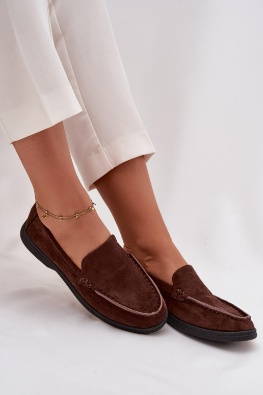 moteriški mokasinai Z iš eko zomšosu Czekoladowe Tynara