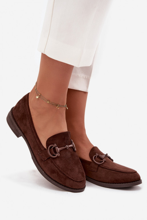 moteriški mokasinai  Detalem iš eko zomšosowe Czekoladowe Ambria