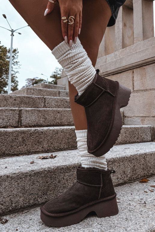 sniego batai MoteriškassuĮjungtaturalnego iš zomšosu pašiltinti su kailiuku viduje CzekoladoĮe Milora