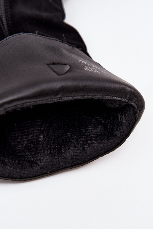 Oda iš zomšos ilgaauliai batai kaubojiško stiliaus Moteriškas pašiltinti juodos spalvos Urselle