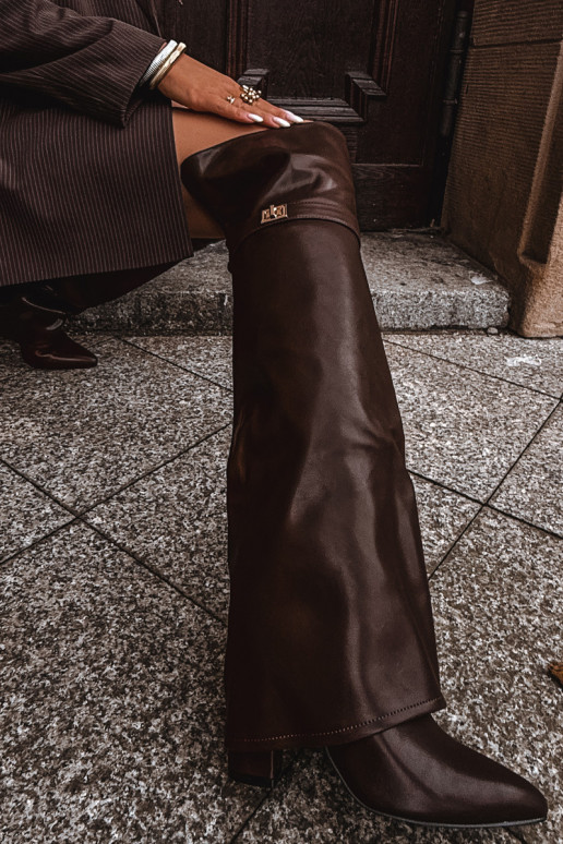 pašiltinti ilgaauliai bataisuINyĮiniętą CholeĮką virš kelių Obcas Słupek rudos spalvos Serelle