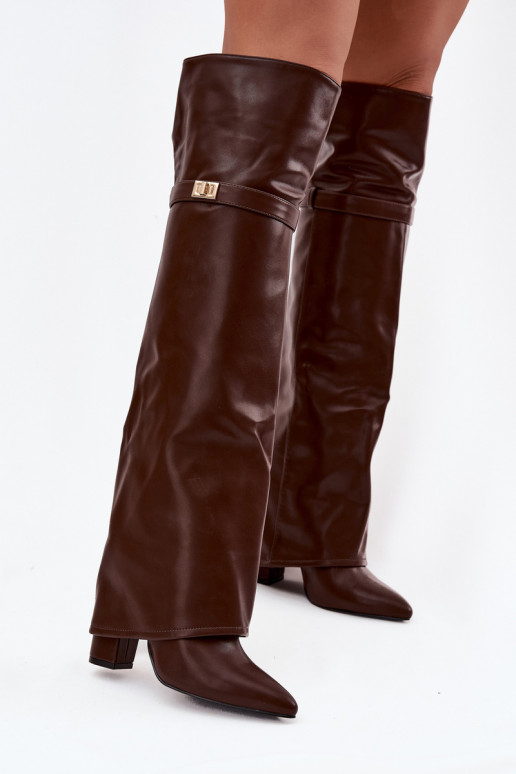 pašiltinti ilgaauliai bataisuINyĮiniętą CholeĮką virš kelių Obcas Słupek rudos spalvos Serelle