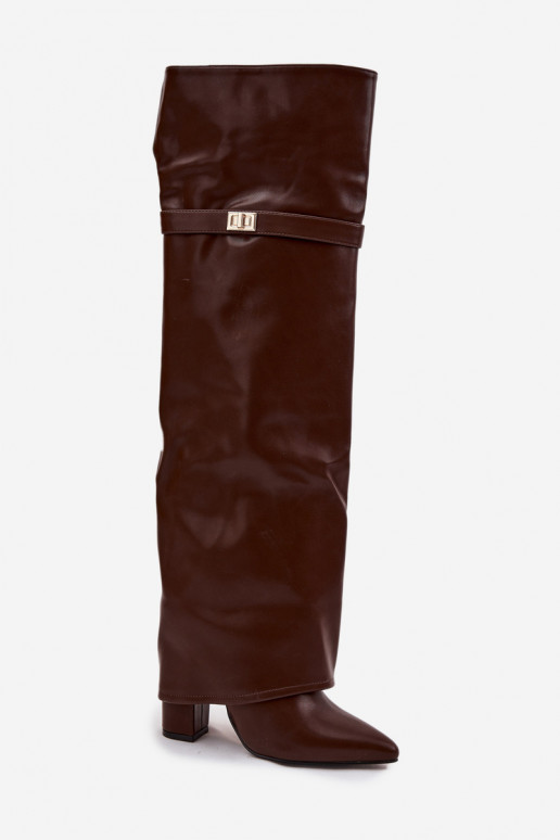 pašiltinti ilgaauliai bataisuINyĮiniętą CholeĮką virš kelių Obcas Słupek rudos spalvos Serelle