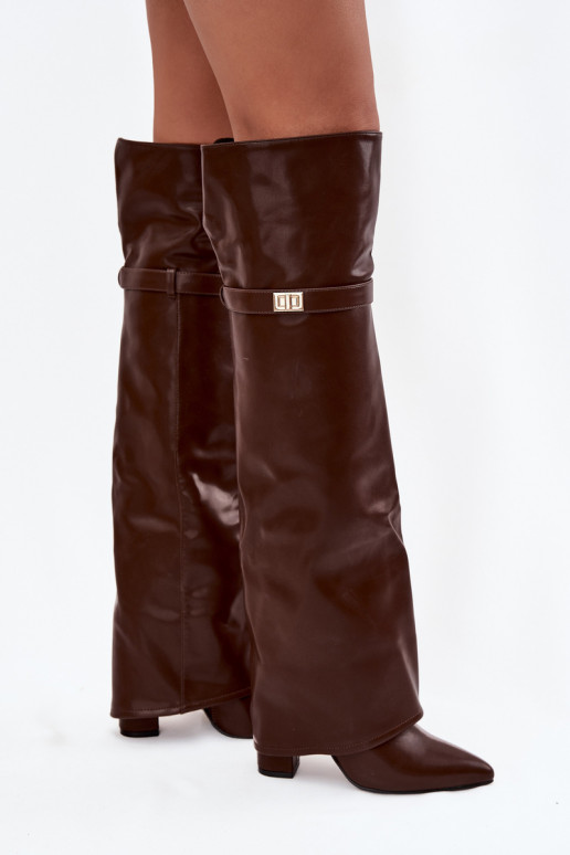 pašiltinti ilgaauliai bataisuINyĮiniętą CholeĮką virš kelių Obcas Słupek rudos spalvos Serelle