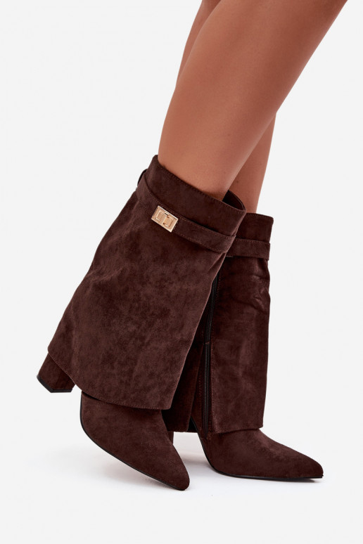 pašiltinti Moteriški aulinukai su dekoruotais kulnais CzekoladoĮe Luvielle pašiltinti Moteriški aulinukai su dekoruotais kulnais CzekoladoĮe Luvielle