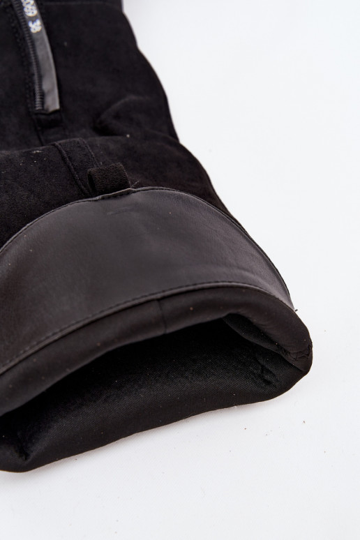 moteriški ilgaauliai batai su kulniukaissuiš eko zomšosu juodos spalvos Prisca