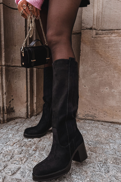 Šilti ilgaauliai batai Ant didžiulio ašigalio juodos spalvos Sanelle