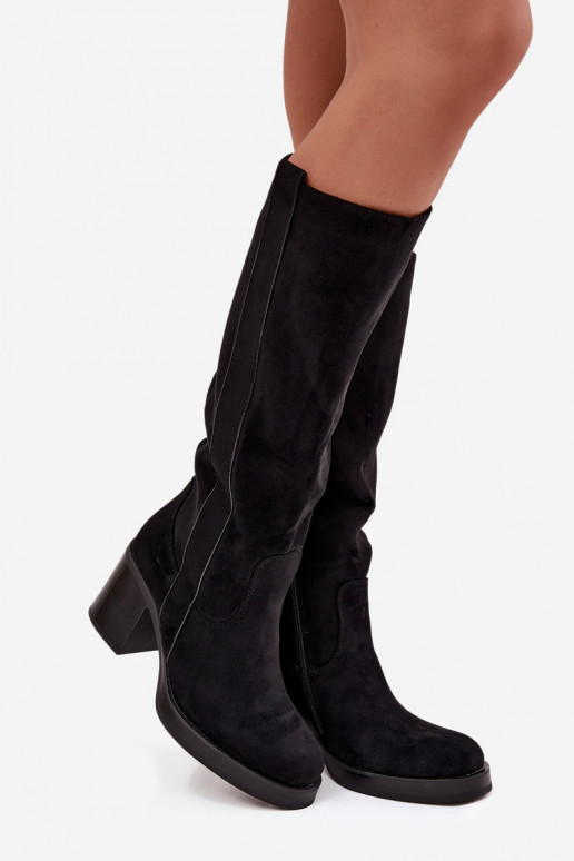 Šilti ilgaauliai batai Ant didžiulio ašigalio juodos spalvos Sanelle